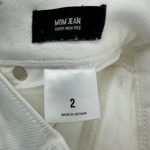 Express Mom Jean Super High Rise Button Fly Women's size 2 White Denim Jeans - Picture 3 of 5